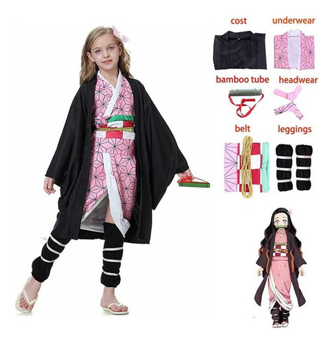 Kimetsu No Yaiba Traje De Kimono De Cosplay Para Niños-kocho