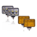 Par Faro Led 6 Led Con Lupas Luz Fija Rectangular 12v 