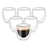  Pack 6 Tazas Espresso 50ml Vidrio Doble Pared Borosilicato