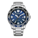 Citizen Ecodrive Sport Blue Dial Stainless Color De La Correa Plata Color Del Bisel Plata Color Del Fondo Azul 61475