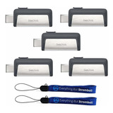 5 Pendrives Sandisk Ultra 128gb Dual Drive Usb Type-c Five P