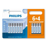 Kit Pilha Alcalina Philips 10 Unidades Aaa 1.5v