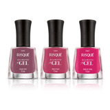 Kit Esmalte Diamond Gel Risque 3 Tons De Rosa 9,5ml