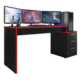 Mesa Para Computador Desk Gamer Drx-5000 Preto/vermelho - Pr