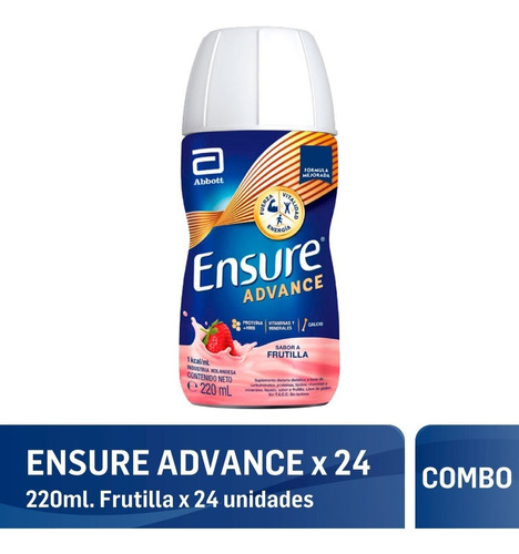 Ensure Advance Shake Sabor Frutilla 220 Ml X 24 Unidades