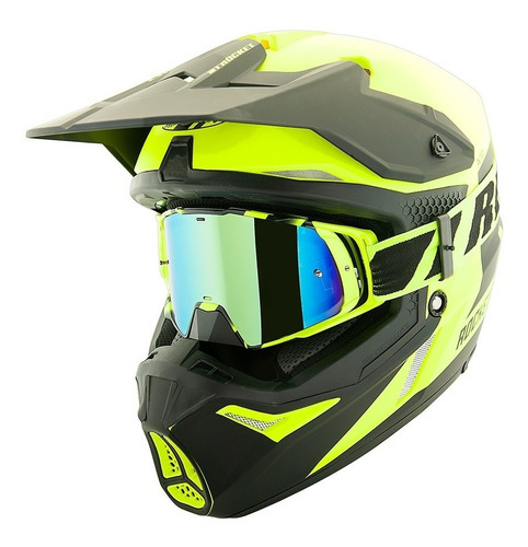 Casco Joe Rocket Rkt 22 Racing Hiviz C/goggles Para Moto