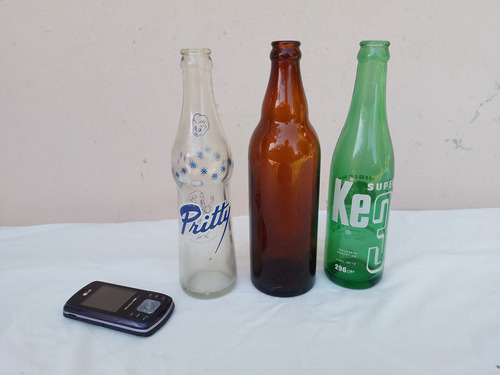 Lote De 3 Antiguas Botellas Soda Ke 3 Gaseosa Pritty Cerveza