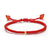 Pulsera De Pepita De Oro De 24k Puro Con Tejido Rojo Tubular