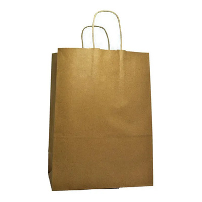 10 Bolsas Papel Kraft Marrón Con Asa El Trebol De La Suerte 20.5x27x12.7cm | Meses sin interés