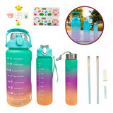 Set 3 Botellas Motivacional Camping Niños Entrenamiento Gym