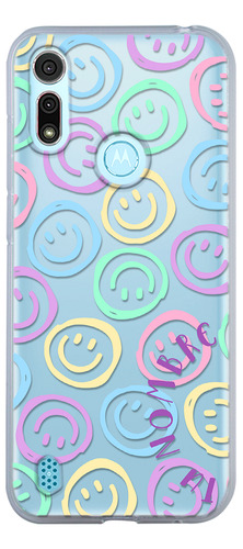 Funda Para Motorola Para Mujer Happy Faces Con Nombre