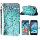 Funda Para iPhone 8/7, Azul/flores/billetera/soporte/correa