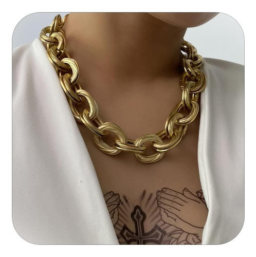 Collar Grueso De Oro Para Mujer, Gargantilla De Cadena Cuban