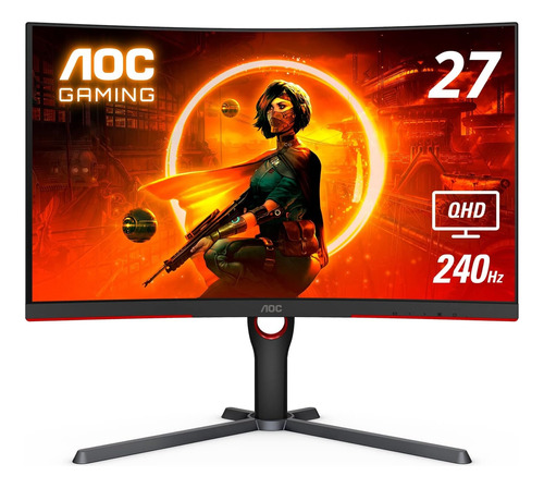 Aoc 27  Monitor Gaming Curvo Qhd 2k 2560x1440, 240hz 0.5ms