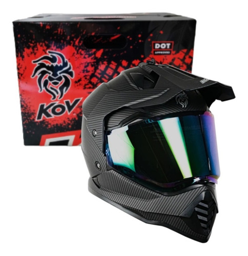 Casco Cross Negro Kov Onix Carbon Con Certificación Dot