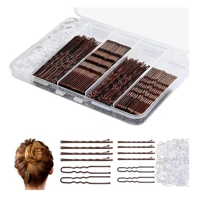 Kit De 500 Horquillas Para El Cabello Para Moños De Mujer 50 Pzs De 5 Cm , 50 Pzs Grandes De 7 Cm, 50 Pzs Para Moños De 5 Cm, 50 Pzs Para Moños De 6 Cm In Y 300 Gomas Elásticas Transparentes Con Caja | MercadoLibre