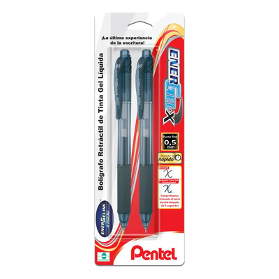 Bolígrafo Pentel Energel-x Bln105 Tinta Gel Líquida 0.5mm 2u Color De La Tinta Negro | MercadoLibre
