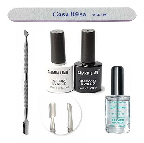 Top Coat + Base Uv Para Esmaltes Semipermanentes Primer Lima