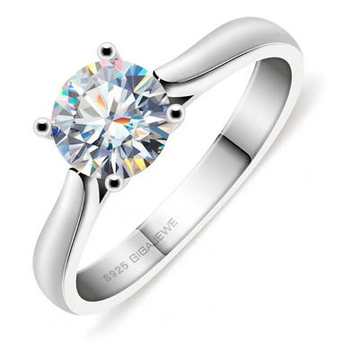 Anillo De Boda Compromiso Diamante De 1ct Moissanita Oro 18k Color Blanco Talla 7 | Meses sin interés