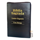Bíblia Sagrada Letra Gigante Zíper - Preta - C/ Harpa Cristã