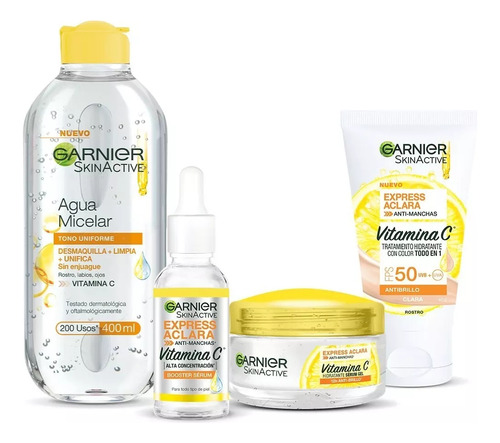 Kit Garnier Express Aclara Vitamina C 4 Pasos Tono Claro Pixelglam