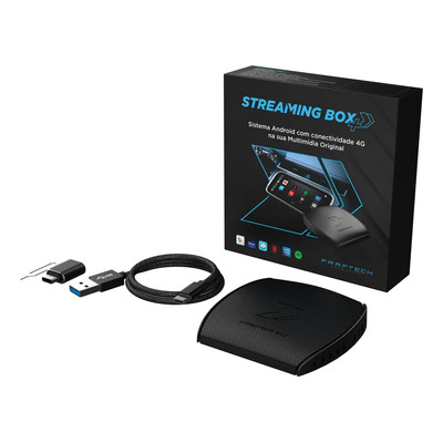 Streaming Box Plus Faaftech 64Gb + 128Gb Sd + 4Gb Ram Octa-core Aplicativos Carplay AndroidAuto sem fio Android 13 | Parcelamento sem juros