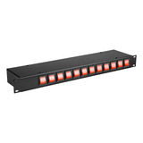 Chaveadora 12 Tomadas 10a Botões Led 2000w Rack19 110v/220v Cor Preto