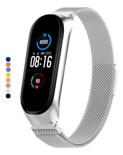 Pulseira Milanese Para Mi Band 5 Magnética Aço Inox Metal