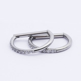 Piercing Titanio D Ring Cravejado Click Prata Ou Dourado