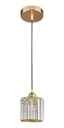 Lámpara Colgante Chandelier Dorada Vidrio 1 Luz E27 