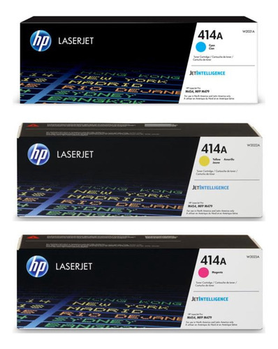 Pack Toner Hp 414a M454 M479 Color Cian Magenta Amarill Orig