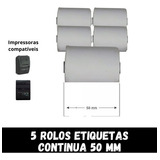 5 Etiqueta Térmica Continua P/ Mini Impressora - 55mm