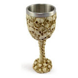 Cálice Taça Crânios Skull Caveiras Aço Inox E Resina Vinho