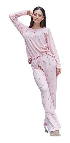 Pijama Mujer Camiseta Abotonada Pantalon Con Puntilla Jaia 