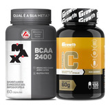 Bcaa 2400mg 60 Caps Max Titanium + Vitamina C 120 Cap Growth