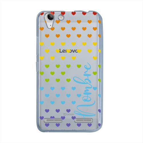 Funda Lenovo K5 K6 Uso Rudo Corazones Personalizada Nombre