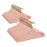 Ganchos Ropa Rosa De Terciopelo/ Gamuza Set 30 Pz 