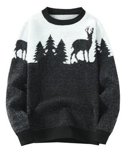 Suéter De Navidad Para Hombre Con Estampado De Ciervos