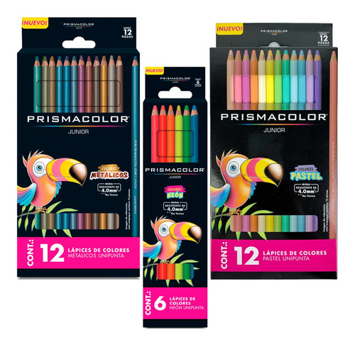 Colores Prismacolor Junior Metalicos + Pastel + Neon Dibujo