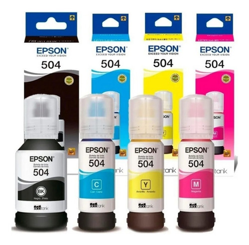 Kit X4 Tintas Epson 504 Originales 100%