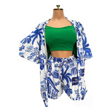 Conjunto Kimono 2 Peças Lindo Feminino Moda + Shorts