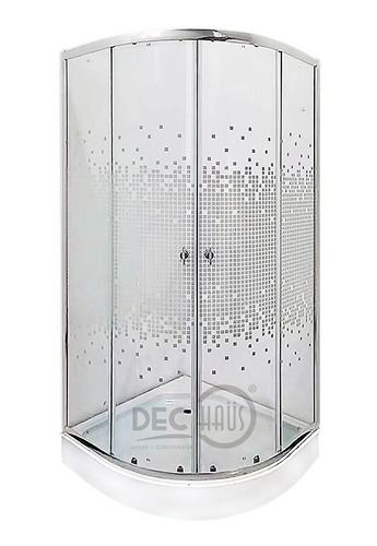 Shower Door Curvo Con Receptaculo Vidrio Mosaico 80x80 Cms