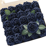 Rosas Artificiales C/tallo Realistas X50u /7.6cm/azul Marino