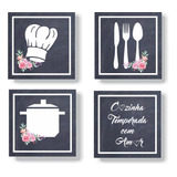 Kit Placas Decorativas Cozinha Temperada Com Amor