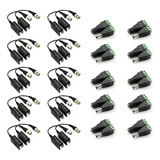 Balun Full Hd + 10 Plug Macho + 10 Plug Hembra Pack X10 Cctv