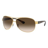 Lente Solar Ray-ban Lifestyle Aviador Degradado Unisex Color De La Lente Marrón Color Del Armazón Dorado Diseño Degradada