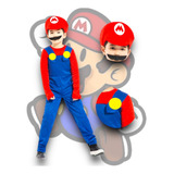 Disfraz Niño Mario Bross Y Luigi Bross, Incluye Gorro Y Bigotes 