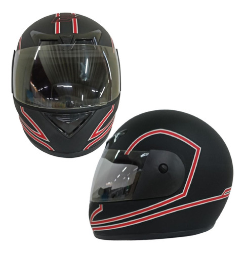 Casco Cerrado Económico Negro Con Rojo Alessia (cas-cer-95)