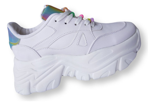 Tenis Blanco Para Mujer Plataforma Sneakers Suela Chunky