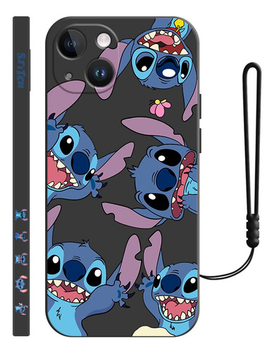 Carcasa De Silicona Diseño De Stitch Para iPhone + Correas